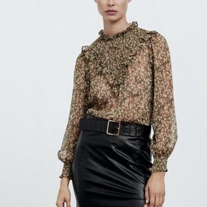 Zara Floral Long Sleeve Top